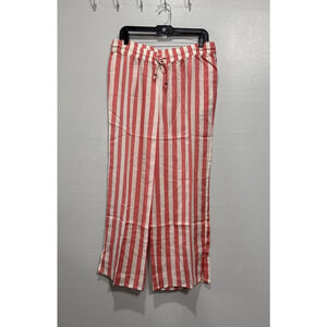 Candace Cameron Bure Women's Pants PM Petite Pink White Stripes Printed Wide-Leg